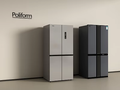 Poliform Modern Refrigerators In Light And Dark Gray With Double Door Design 3d model