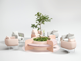 Modern leisure sofa combination landscape stool 3d model