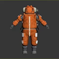 Protective Orange Spacesuit With Helmet Gear Reflective Strips And Boots