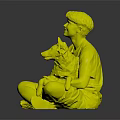 Man With Short Hair Sitting On Floor Holding Brown And White Dog In Green T-shirt