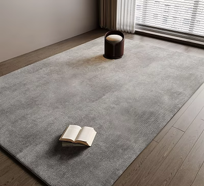 Soft Gray Square Rug on Wooden Floor with Open Book and Small Stool 3d model Soft Gray Square Rug on Wooden Floor with Open Book and Small Stool 3d model