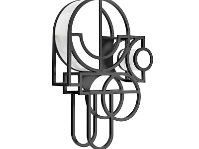 Modern Geometric Wall Lamp Featuring Abstract Circular And Square Metal Structure 3d model