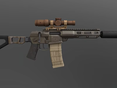 Tactical Rifle With Mounted Scope Detachable Magazine And Ergonomic Design Features 3d model