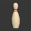 White Bowling Pin With Red Ring And Glossy Surface Isolated On Dark Background 3d model