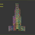 Tall Red Multi Level Scaffolding Structure Used In Building Construction Project 3d model