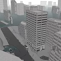 Wireframe Style Detailed Modern Urban Cityscape With Tall Buildings And Street
