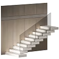 Modern Staircase Design With Glass Railing White Steps And Wooden Wall