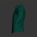 Green Stylish Long Sleeve Collared Shirt With Button Front Design 3d model