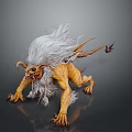 Mythical Creature With White Mane Yellow Body Horns And Spiked Tail