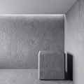 Gray Textured Concrete Component in Modern Minimalist Interior With Smooth Wall Surface 3d model