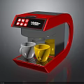 Red TopBrew Electronic Coffee Machine With Digital Display Control Buttons And Two Cups 3d model