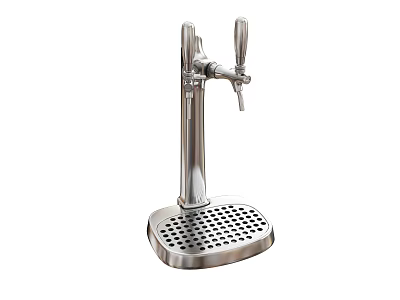 Stainless Steel Faucet with Grid Base and Dual Handles for Commercial Use 3d model