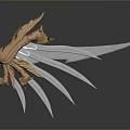 Golden Decorative Dragon Head Weapon With Silver Blades And Intricate Design