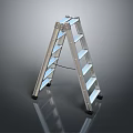 Silver Aluminum Ladder With Non Slip Feet And Sturdy Steps For Household Use