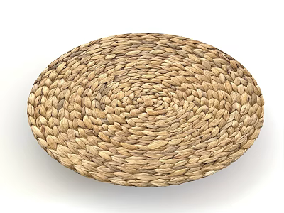 Natural Woven Round Straw Mat As Practical Decorative Daily Household Item 3d model