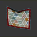 Colorful Star Pattern Fabric Table Runner With Blue Border And Red Green Orange Design