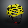 Bright Yellow Bicycle Helmet with Black Ventilation Holes Black Straps and Red Adjustment Buckle