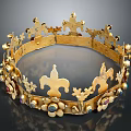 Golden Decorative Crown With Intricate Fleur De Lis Patterns And Colorful Gemstones