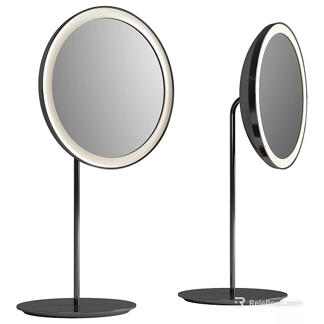 Modern Minimalist Floor Lamp With Circular Ring Light And Black Sleek Pole 3d model 