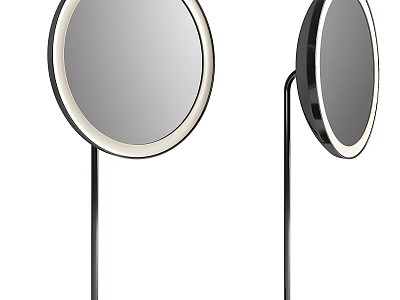 Modern Minimalist Floor Lamp With Circular Ring Light And Black Sleek Pole 3d model