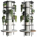 Stylish Multi Tiered Garden Decor With Metal Frame Plant Stand And Potted Green Plants