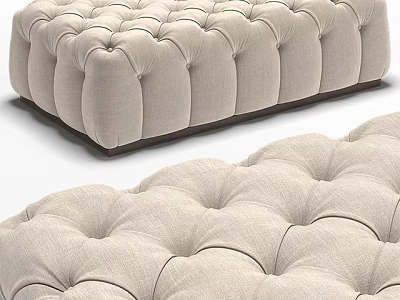 Beige Tufted Fabric Sofa Bench With Modern Stylish Design And Comfortable Seat 3d model