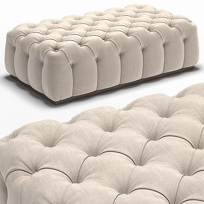 Beige Tufted Fabric Sofa Bench With Modern Stylish Design And Comfortable Seat 3d model
