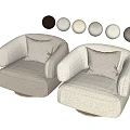 Beige Modern Accent Chair With Plush Fabric Round Base And Decorative Pillow
