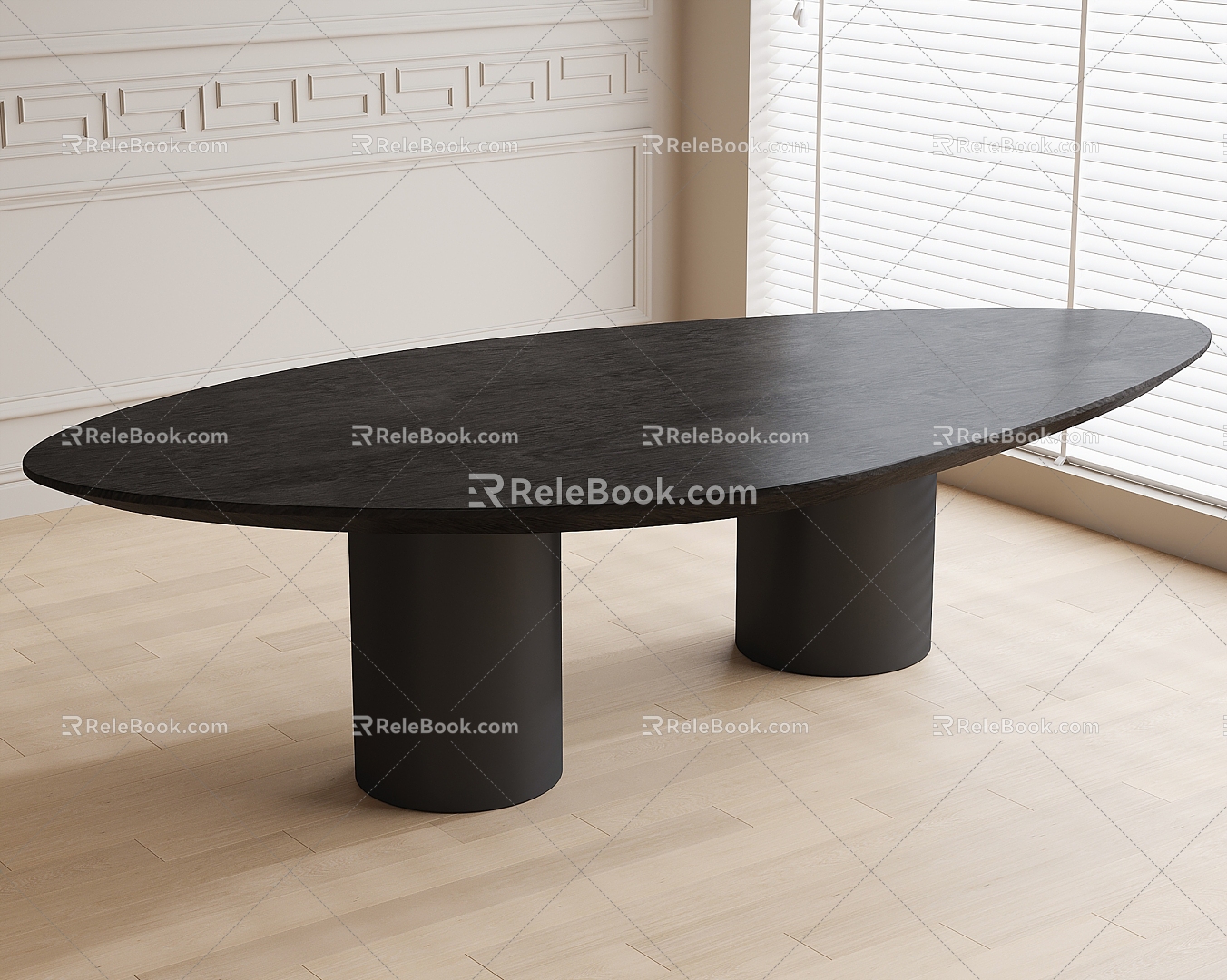 Oval dining table 3d model