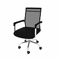 Ergonomic Office Desk and Chair Set with Black Mesh Back and Silver Casters