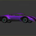 Futuristic Purple Sports Car With Sleek Body And Reflective Surface Design Elements