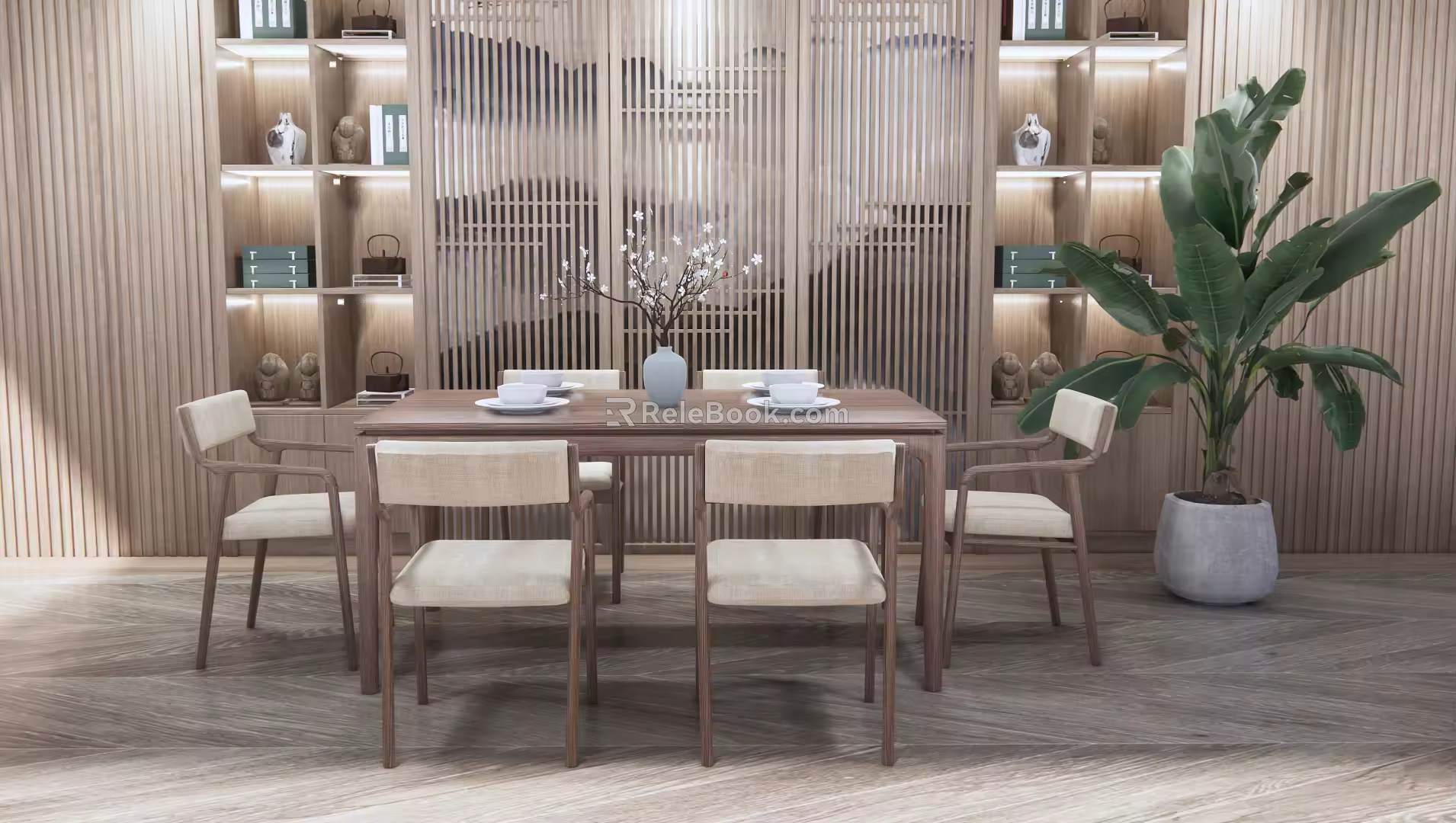 New Chinese Dining Table and Chair Combination Dining Table and Chair 3d model