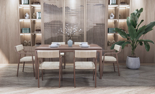 New Chinese Dining Table and Chair Combination Dining Table and Chair 3d model