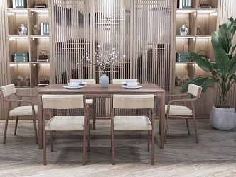 New Chinese Dining Table and Chair Combination Dining Table and Chair 3d model