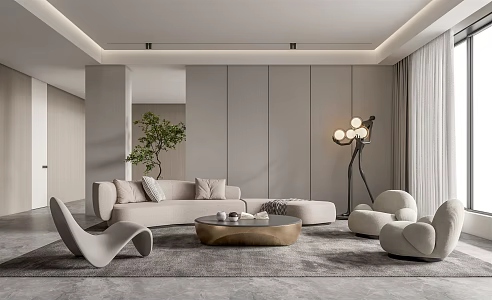 Modern Living Room Living Room Sofa Coffee Table Combination 3d model
