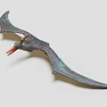Flying Prehistoric Pterosaur Model With Long Beak Horn And Metallic Wing Structure