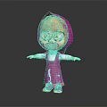 Cartoon Game Movie Character With Pink Hooded Cloak Green Eyes Blonde Short Hair Standing Pose