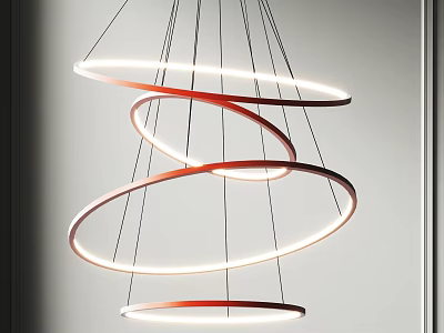 Modern Hanging Chandelier with Multiple Circular Rings Illuminated LED Light Contemporary Design 3d model