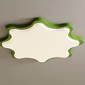 Irregular Shape Ceiling Light with Green Edge and White Light in Gray Ceiling 3d model