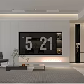 Modern Living Room Interior Design With TV Wall Digital Decor Plants And Gray Chair