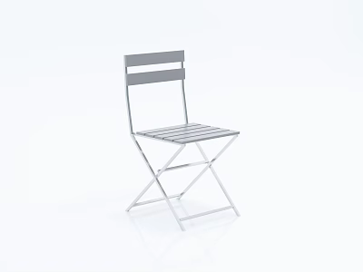 Modern Folding Leisure Chair With Metal Slatted Back And Seat 3d model