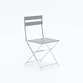 Modern Folding Leisure Chair With Metal Slatted Back And Seat