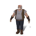 Game And Movie Character With White Hair And Beard Gray Sleeveless Shirt Brown Vest
