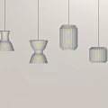 Modern Minimalist Fabric Pendant Lights With Various Shapes On Light Wall