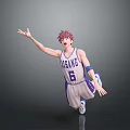 GISANG Number 6 Anime Collectible Figure In Purple White Jersey Jumping Pose With Outstretched Hand