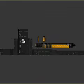 Automated Industrial Black Mechanical Equipment With Yellow Components And Conveyor System