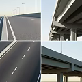Modern Highway Bridge Featuring Smooth Roadway Lane Markings Street Lamps And Support Structures