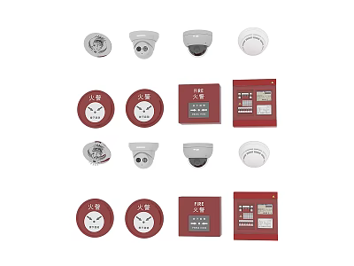 Essential Fire Safety Equipment Including Smoke Detectors Fire Alarm Buttons And Control Panels 3d model