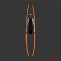 Black Modern Pistol With Orange Curved Neon Light Effect And Dark Background Reflection