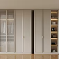 Modern Light Colored Wardrobe Design With Sliding Doors And Open Shelves